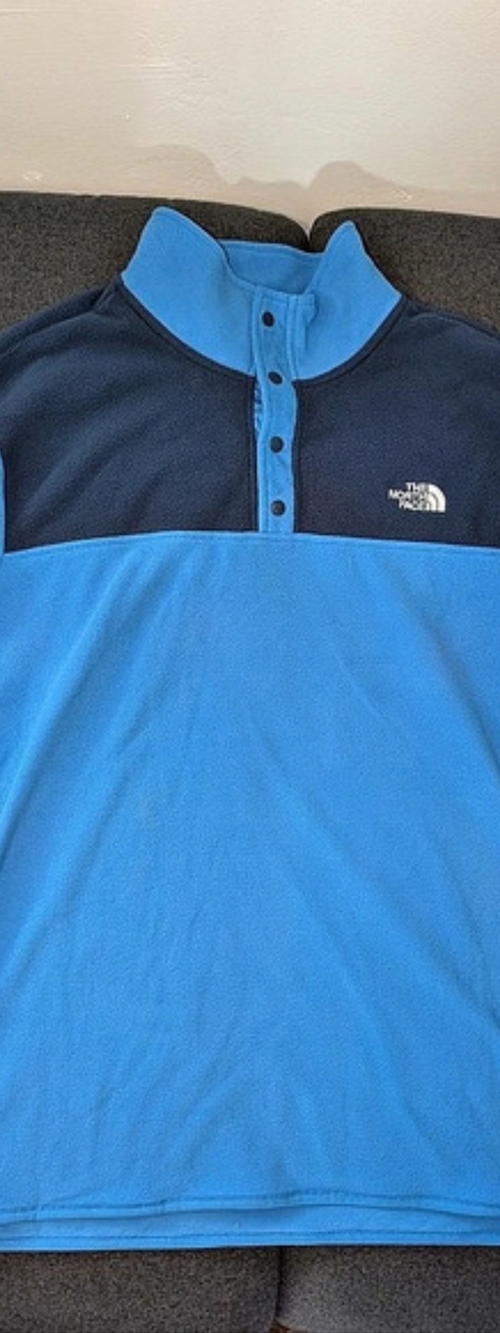 The North Face TKA Glacier Snap-Neck Pullover Blue Color Block Medium